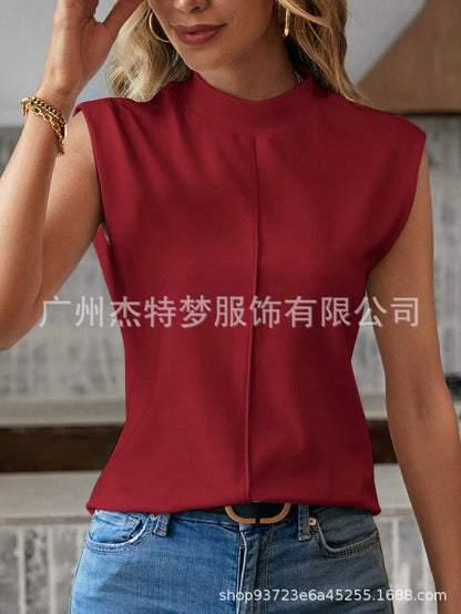 Solid color sleeveless crew neck vest top
