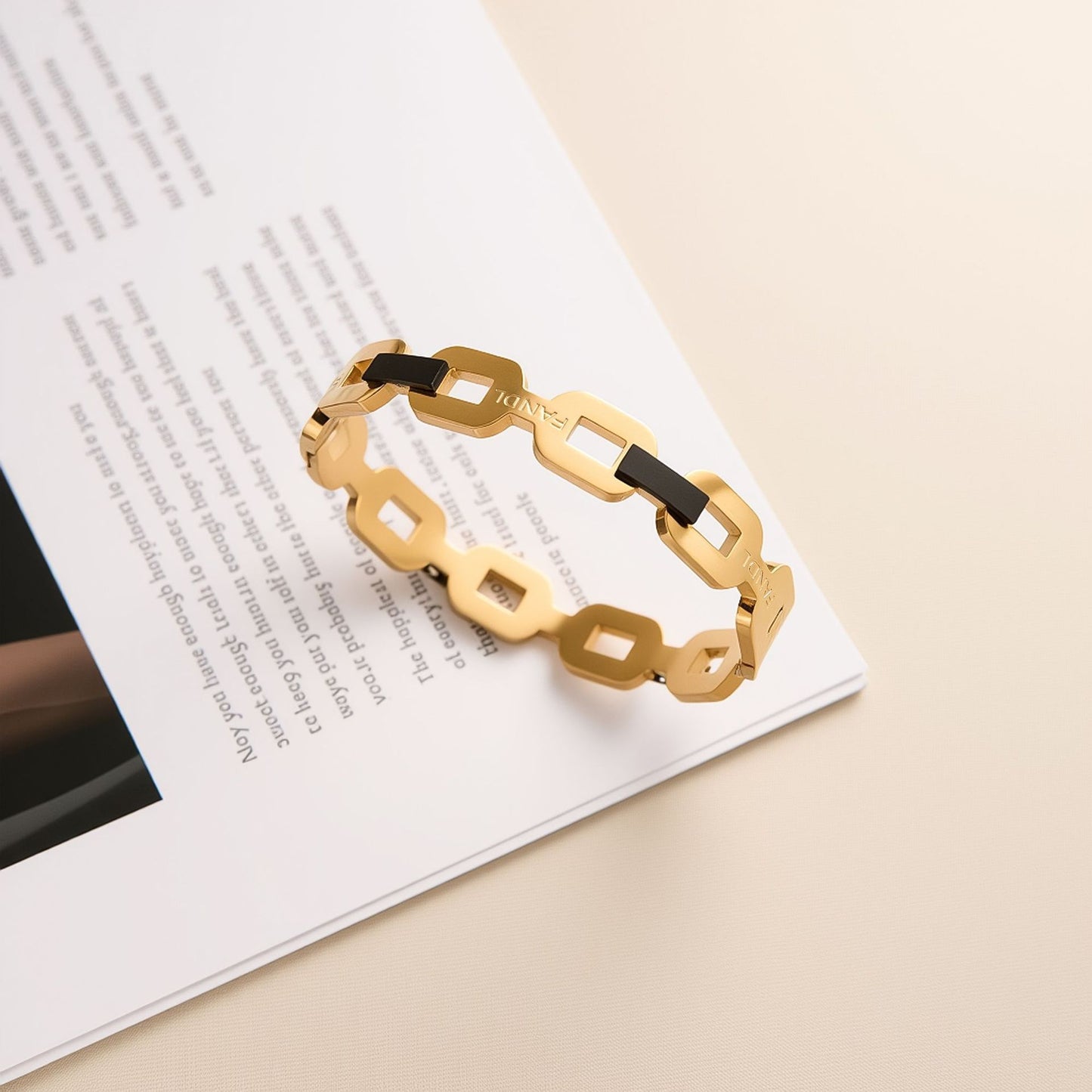 Titanium Steel Hollow Square Chain Bracelet