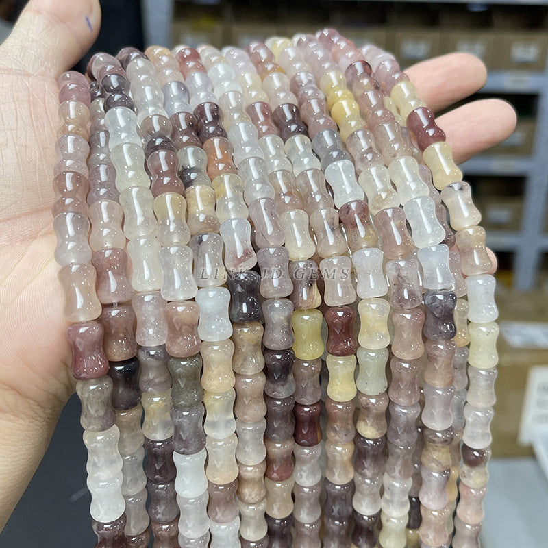 8 * 12Mm natural violet stone bamboo tube beads