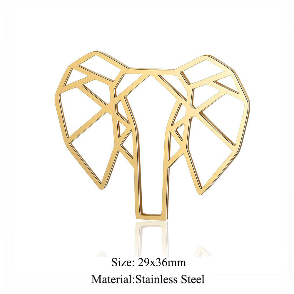 5 pcs/titanium steel paper-cut style animal pendant.