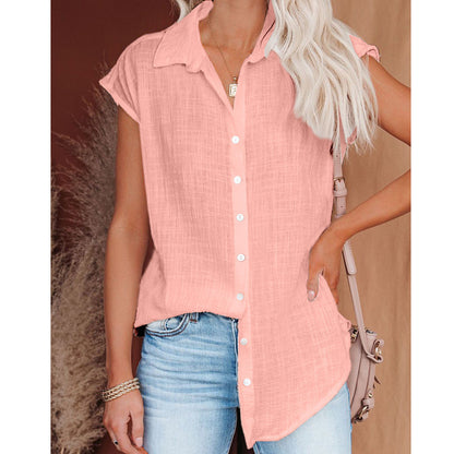 Single-breasted short-sleeved shirt for women