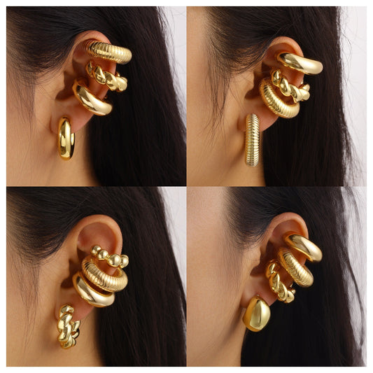 C-Shaped Hollow Ear Clips Set