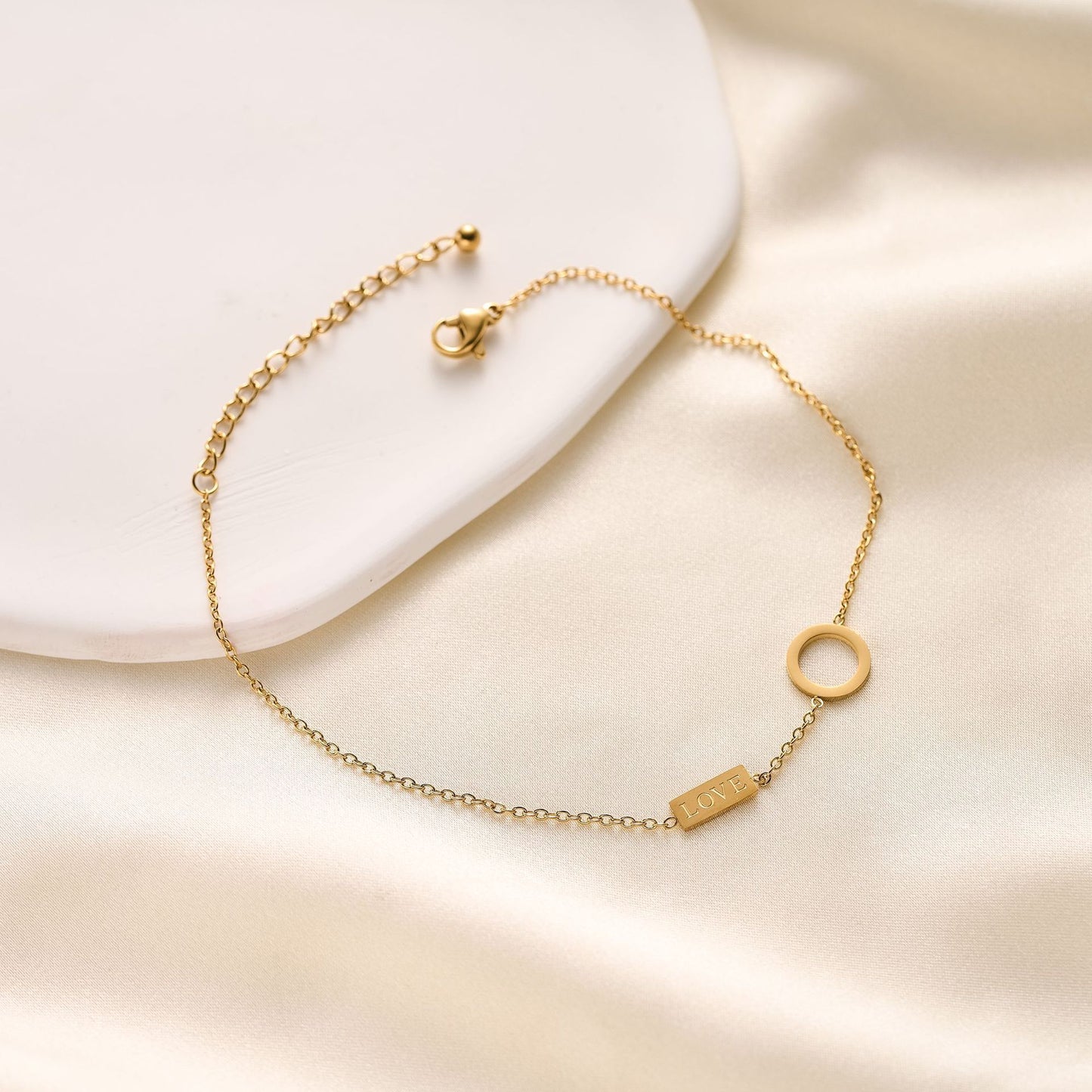 Titanium Steel Geometric LOVE Anklet