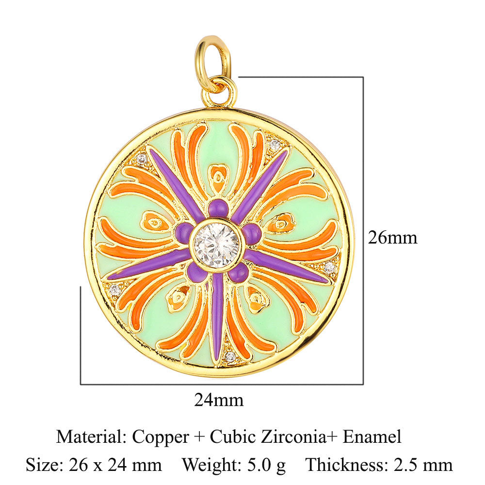 Oil drop copper zircon pendant palm eye face crown