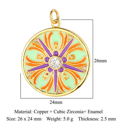Oil drop copper zircon pendant palm eye face crown