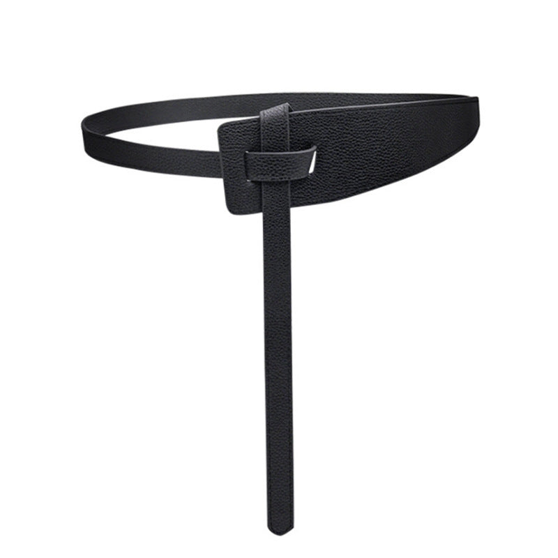 Faux leather wide waist seal simple