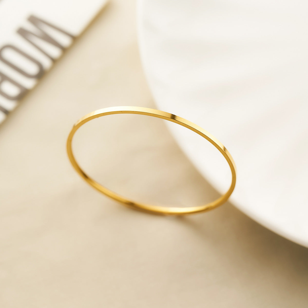 Sansheng III 2mm Titanium Steel Bracelet — 18K Gold-Plated, Thick & Non-Fading (Wholesale)