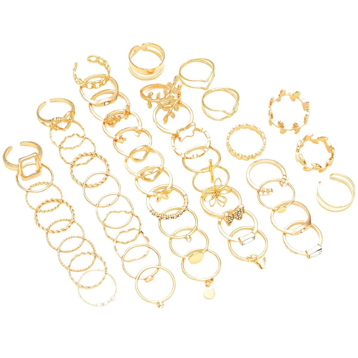47-Piece Cross & Butterfly Ring Set