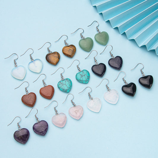 Pendientes de acero con forma de corazón de cristal 20MM 