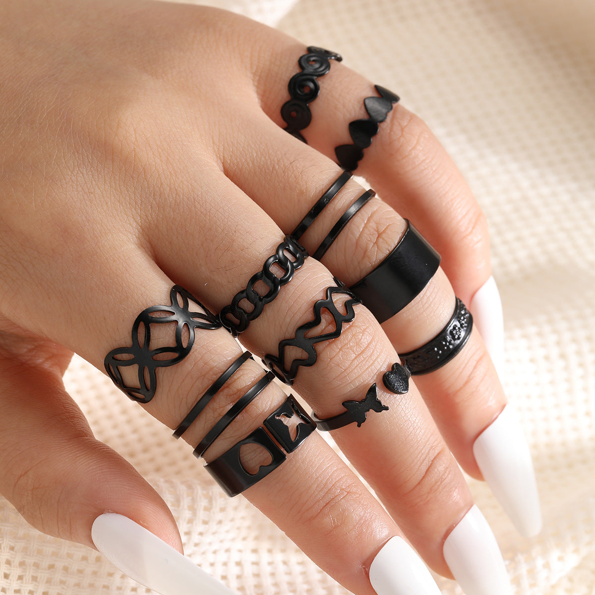 Hollow Butterfly Ring Set