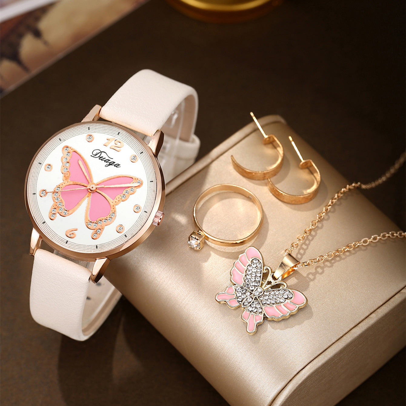 Watch Pearl Butterfly Jewelry Set
