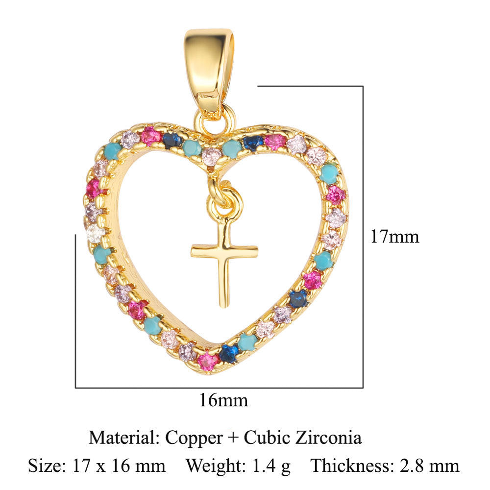 Color zirconium copper micro-inlaid zircon necklace pendant