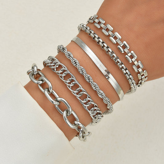 5-Piece Thick Chain Bracelet Set