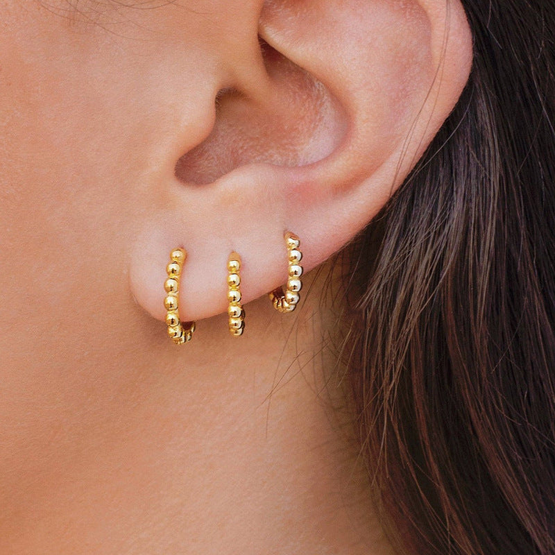 Geometric Beaded Hoop Earrings