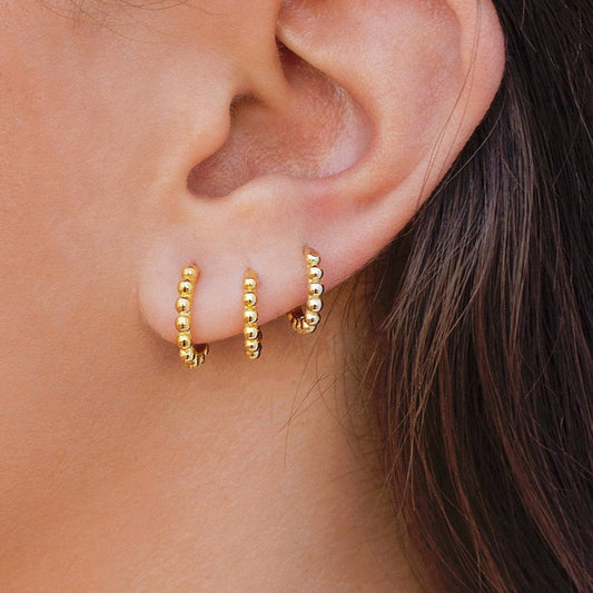 Geometric Beaded Hoop Earrings