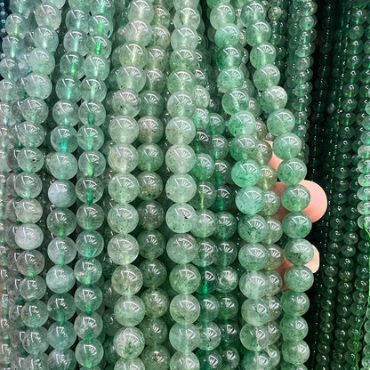 6-10mm Natural Green Strawberry Quartz Beads for DIY Jewelry
