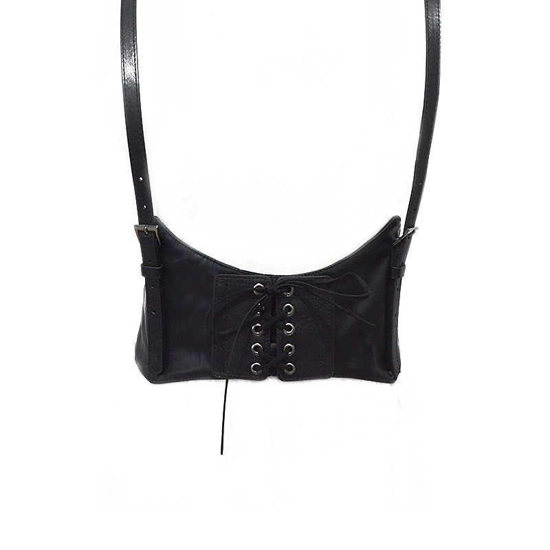 Faux leather strap waist slim fit