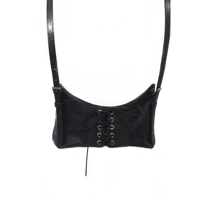 Faux leather strap waist slim fit