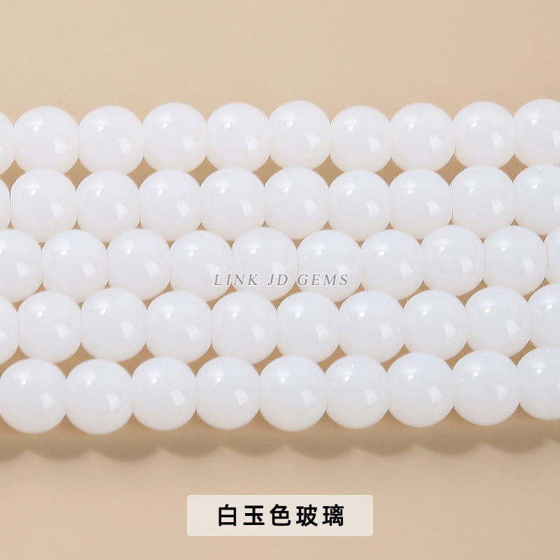 Color porcelain glass beads imitation jade round beads loose beads