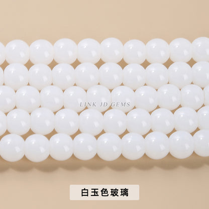 Color porcelain glass beads imitation jade round beads loose beads