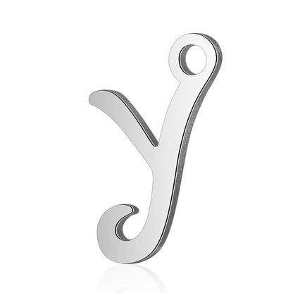 20 pcs/package steel color 26 English letters Titanium steel pendant