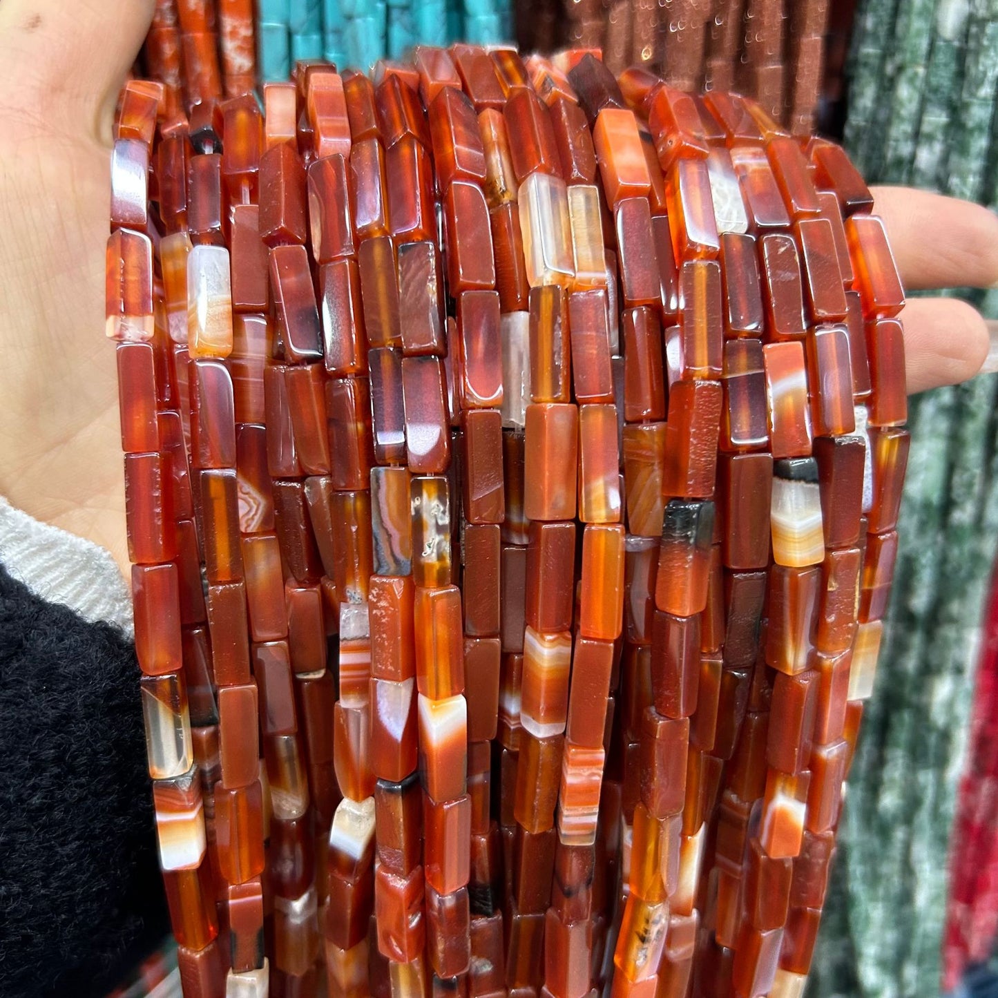 4*13mm long crystal agate cube special shaped beads