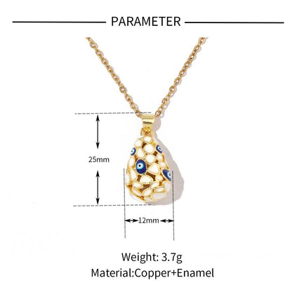 18K real gold color-preserving copper zircon water drop eye pendant.