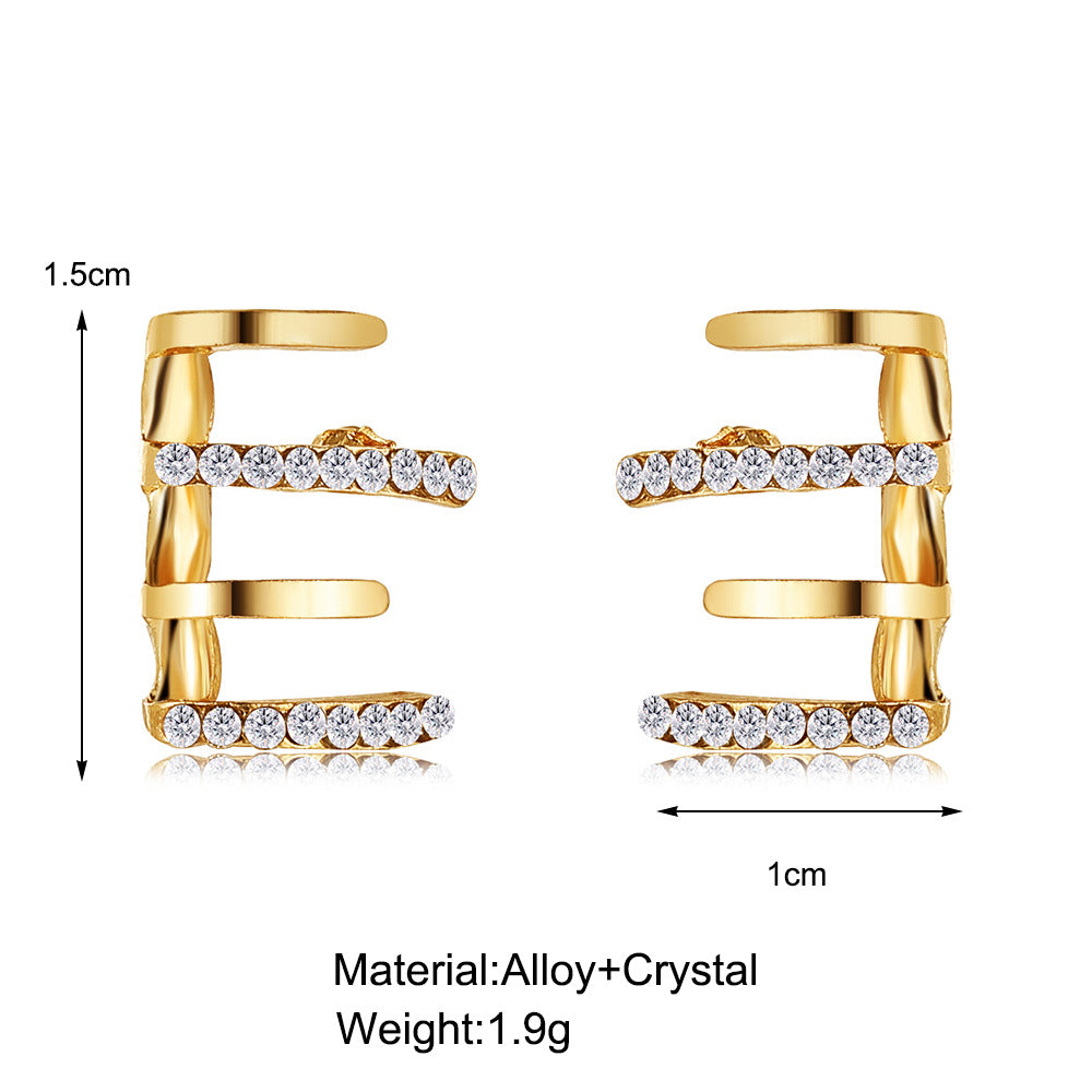 Four-Claw Zircon Arc Stud Earrings
