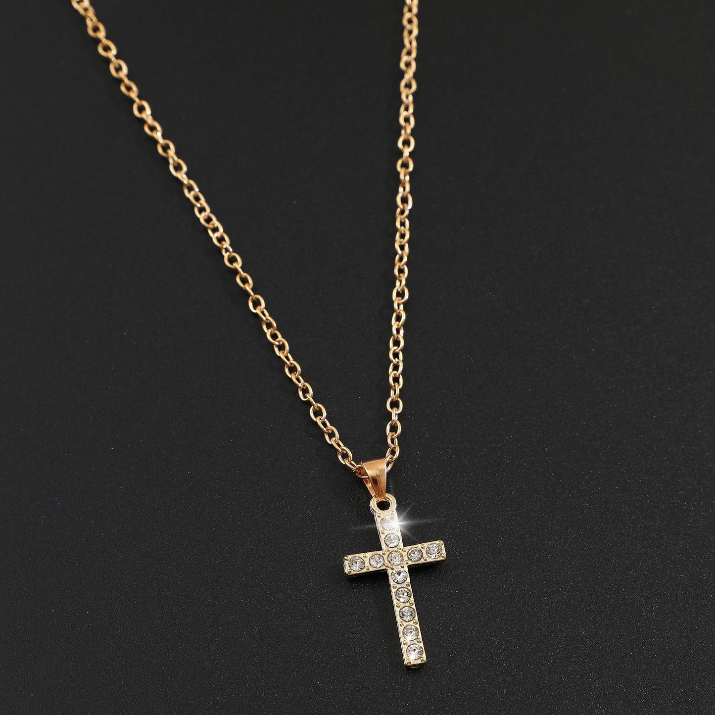 Square Zirconia Cross Necklace