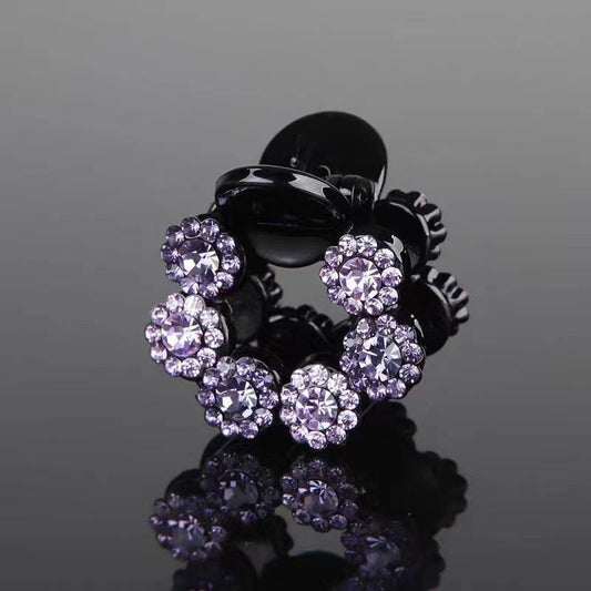 Pinza para cola de caballo con diamantes de imitación y flores 