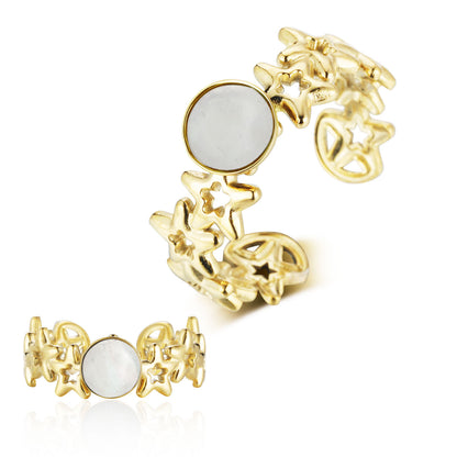 Dripping star love peach heart titanium steel ring