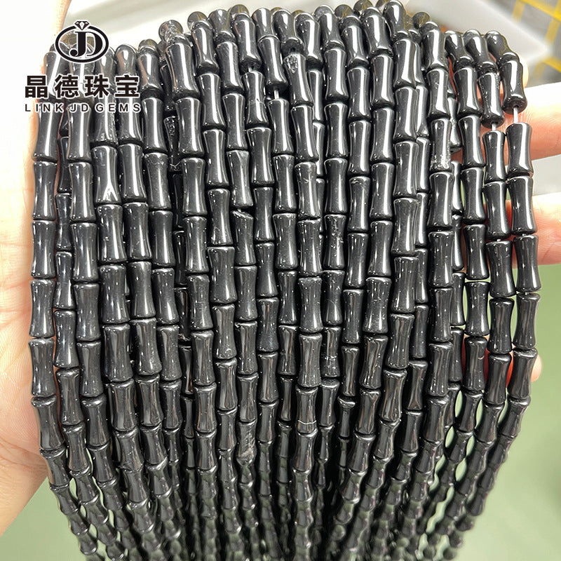 Cuentas de jade sueltas de piedra negra de bambú de 5 * 12 mm 