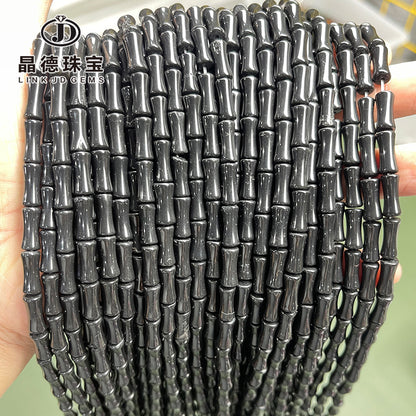 Cuentas de jade sueltas de piedra negra de bambú de 5 * 12 mm 