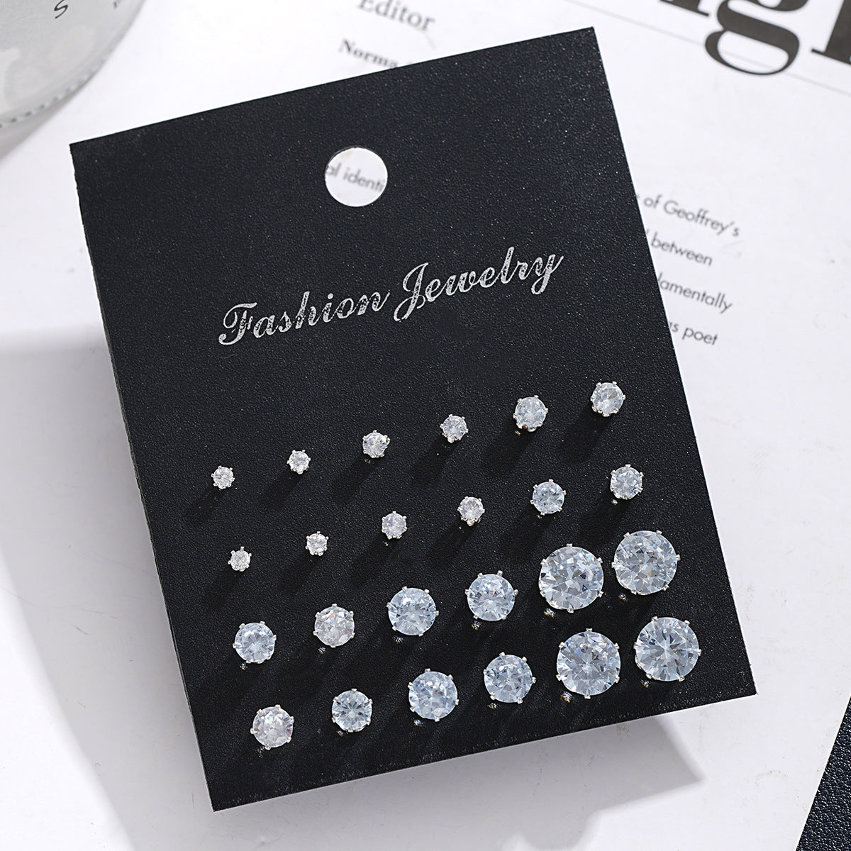 12-Piece Zircon Stud Earring Set