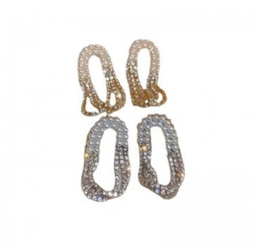 Diamond Pearl Oval Tassel Earrings