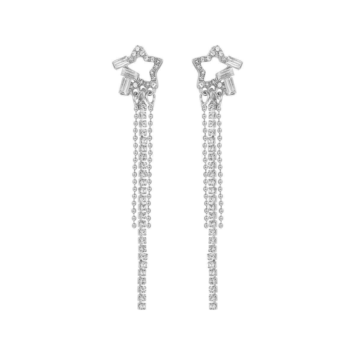 Star Rhinestone Dangle Earrings