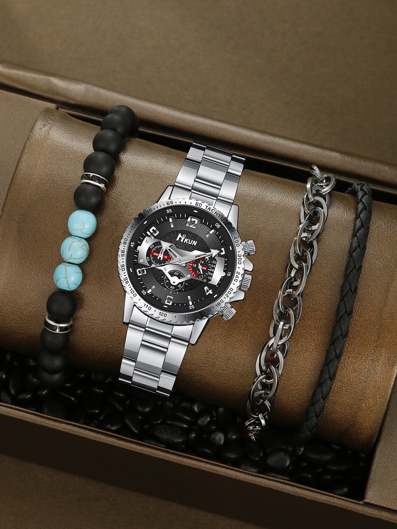 Men's Watch Punk Woven Bracelet Set