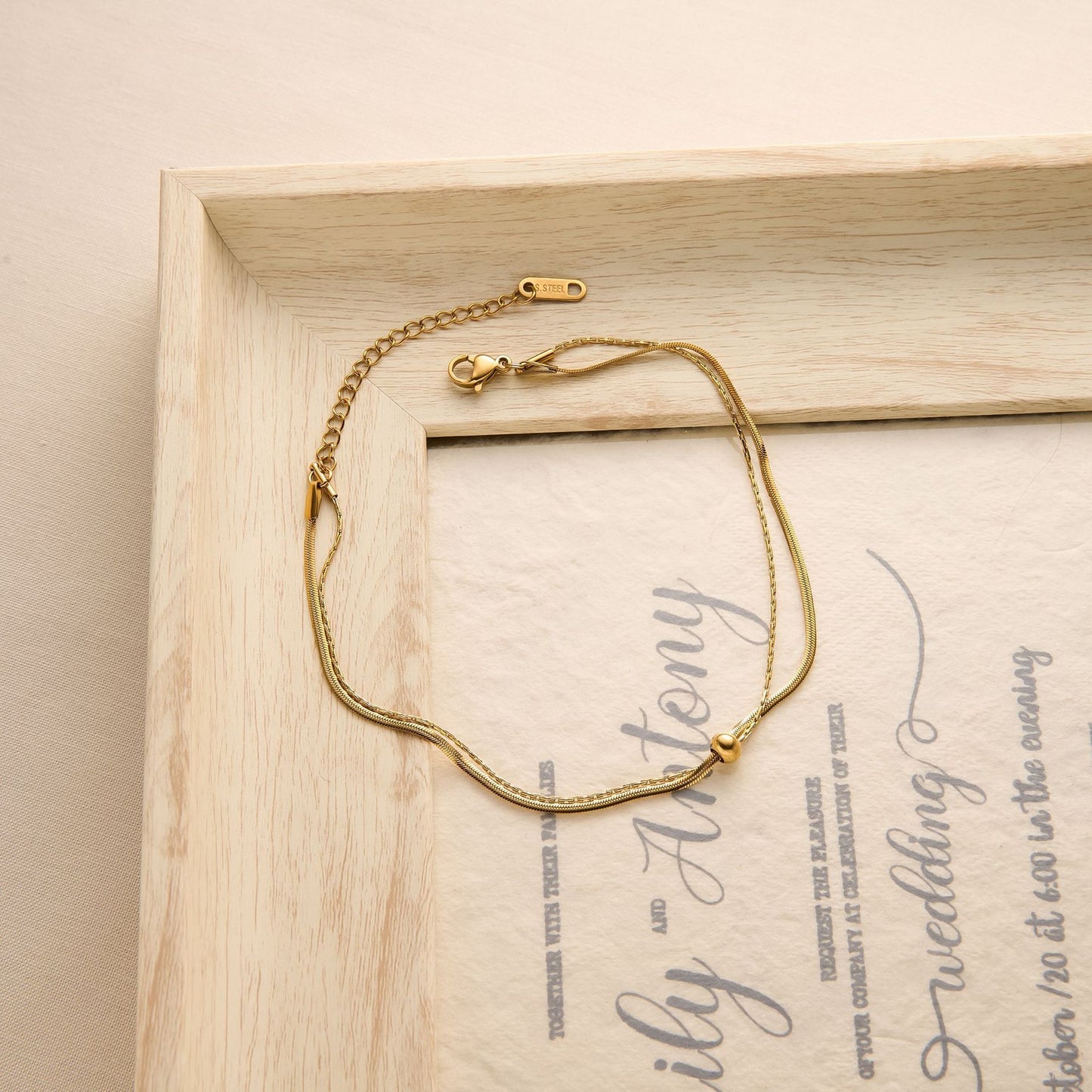 18K Gold Titanium Steel Snake Bone Anklet