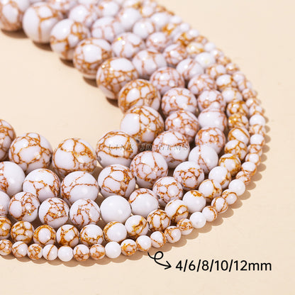 Gold thread turquoise loose bead synthetic gold wire white pine bracelet