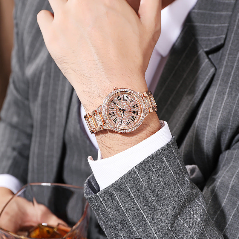 Diamond-encrusted men's and women's watches Steel belt Gypsy watches