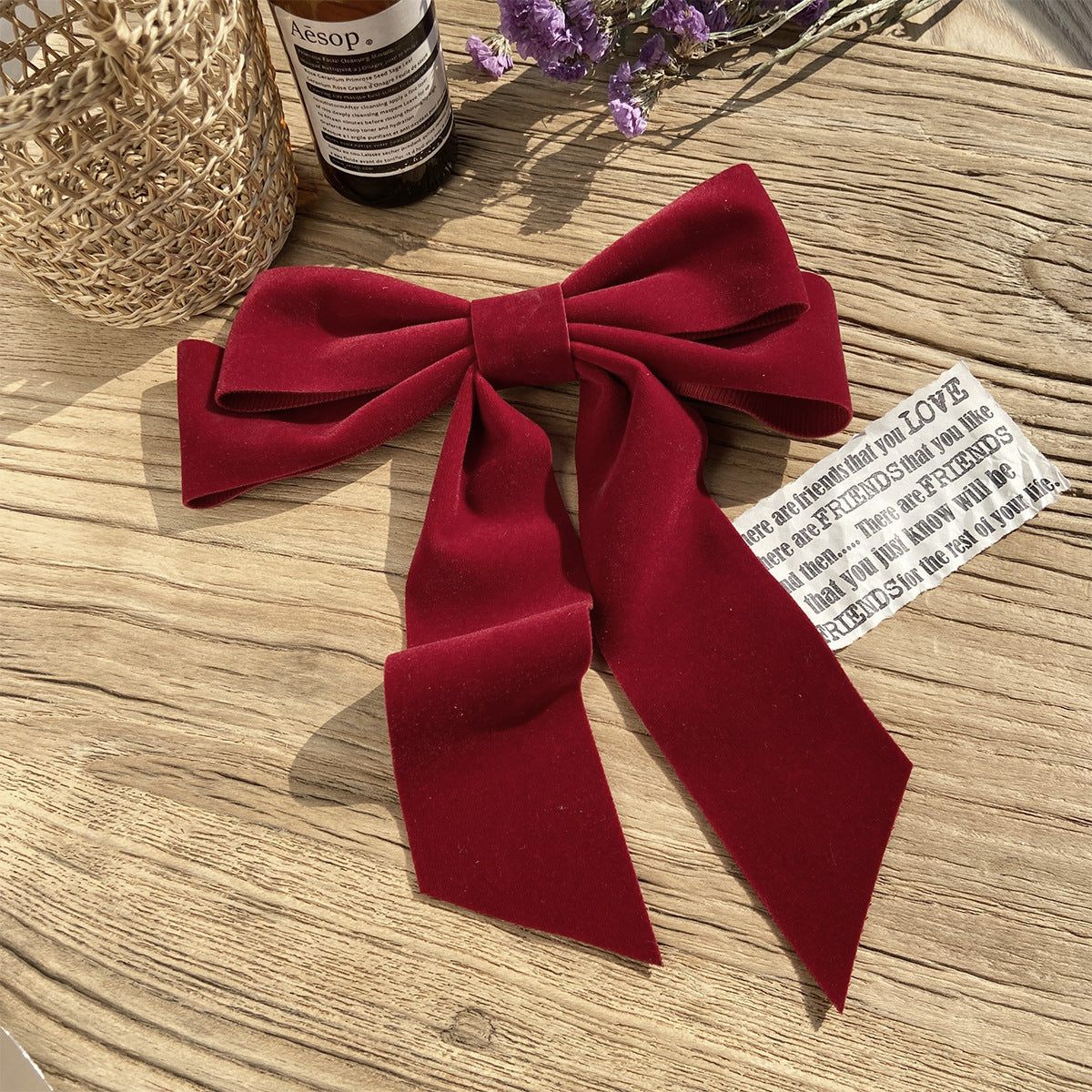 Burgundy Bow Wedding Hair Clip