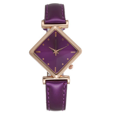 Glossy Leather Strap Womens Watch