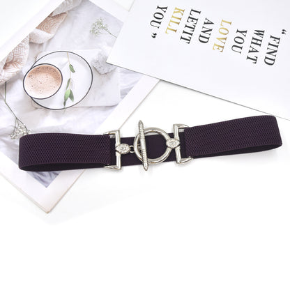 Hook buckle women's elastic belt