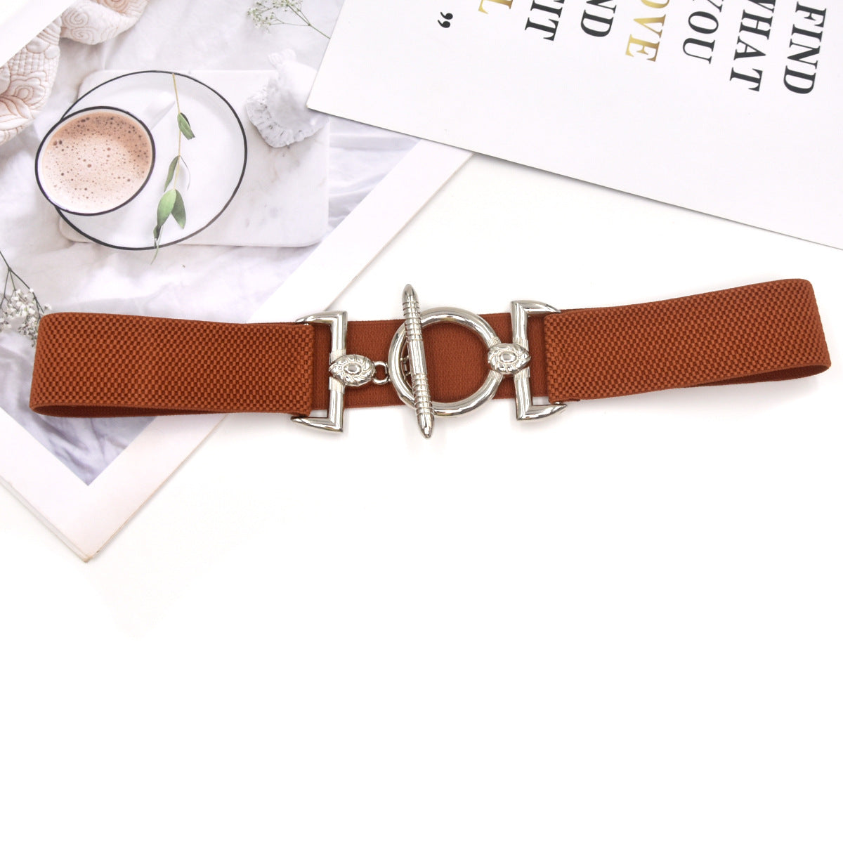 Hook buckle women's elastic belt