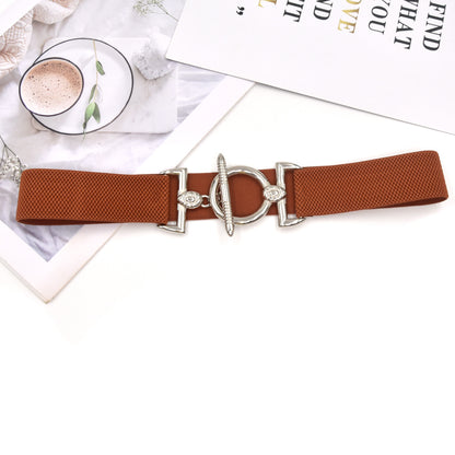 Hook buckle women's elastic belt