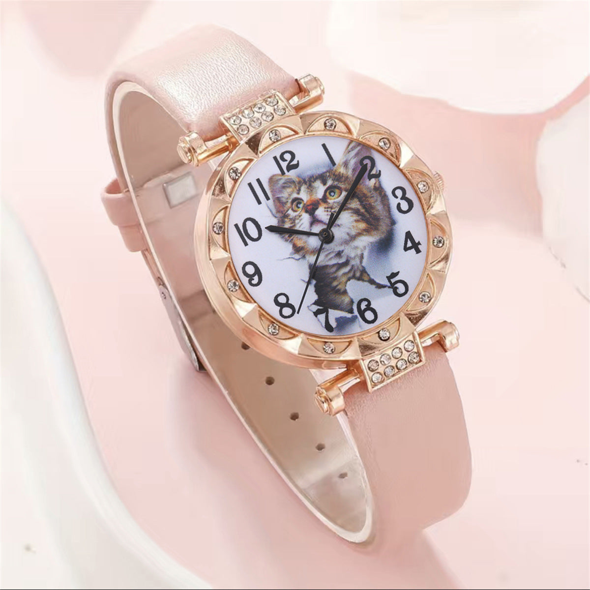 Cute cat watch pearl butterfly jewelry set