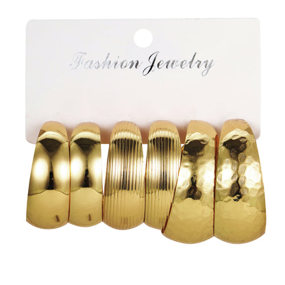 Vintage C-shaped earring set 3 pieces