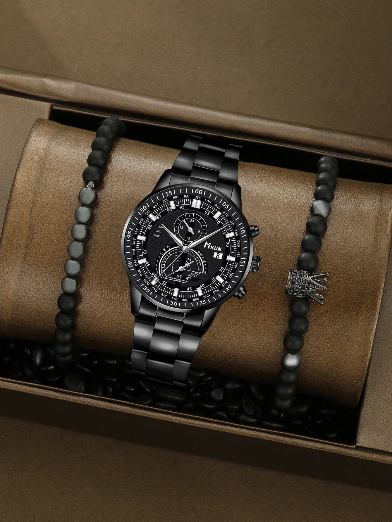 Alloy Watch Crown Beaded Turquoise Set