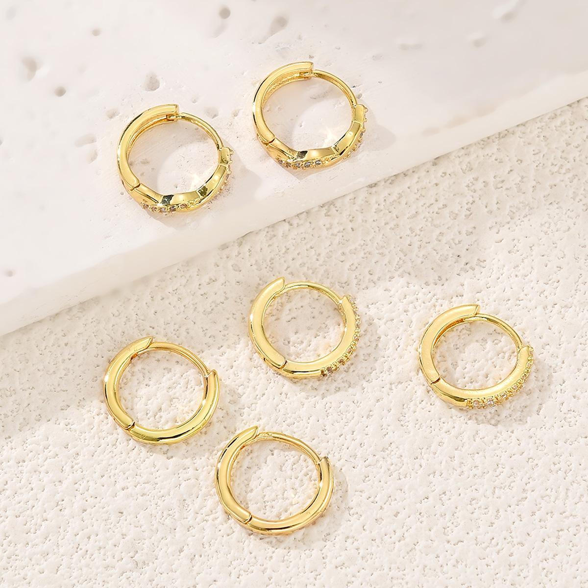 Gold Plated Geometric Zircon Earring Set