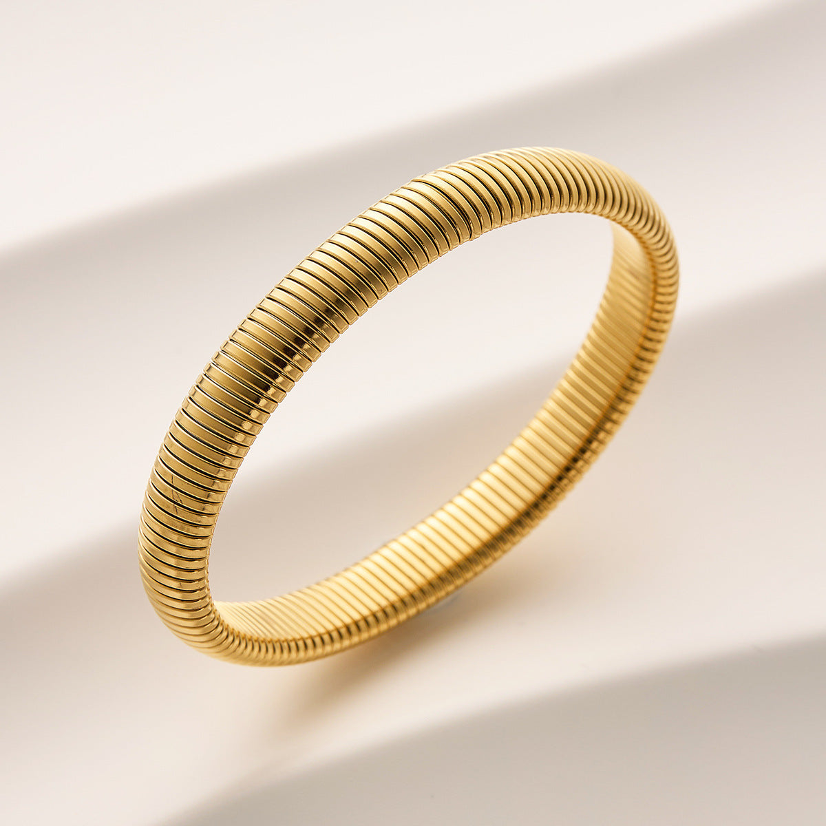 10mm Gold Titanium Steel Snake Bone Elastic Bracelet — Women's European/American Stackable